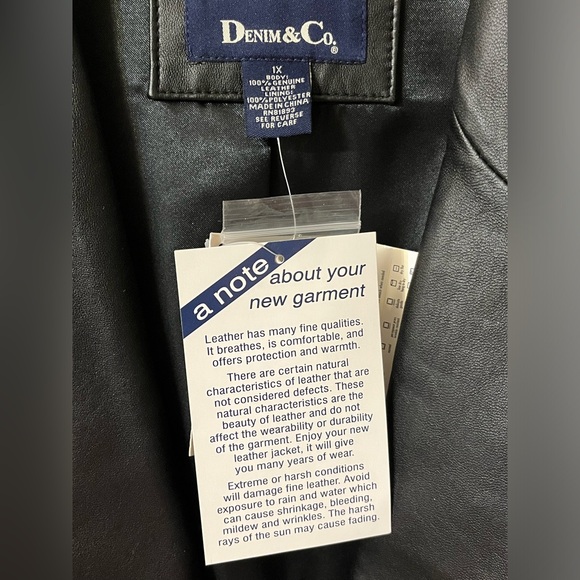 DENIM & CO brand 100% genuine leather jacket. Size 1X. - Picture 3 of 5
